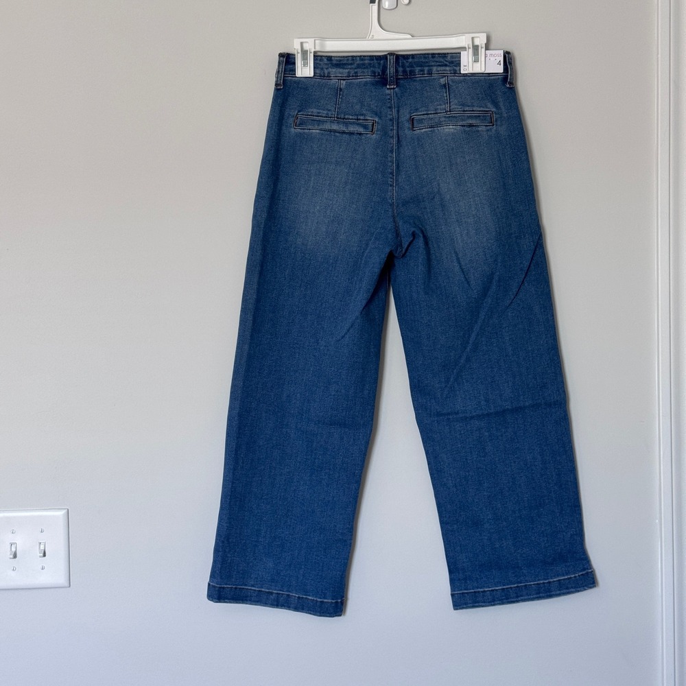 Ella Moss Wide Leg Crop Medium Wash Jeans Size 4 NWT - Picture 2 of 8